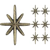 Otoolling 6 Set Unique Antique Gold Cast Iron Drawer Pulls &amp; Cabinet Knobs | 8-pointed Starburst Cabinet Knobs, Mid-century Charm Hardware, for Drawer Pulls Dresser Wardrobe Vintage Furniture