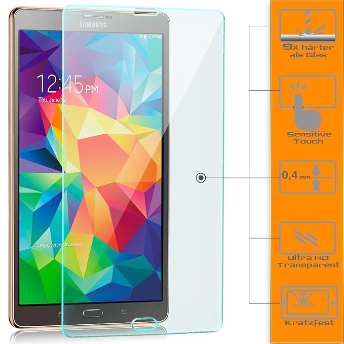 zanasta [2 Stück] Displayschutz Folie kompatibel mit Samsung Galaxy Tab S 8.4 (SM-T700 T705) Schutzfolie aus Gehärtetem Glas 