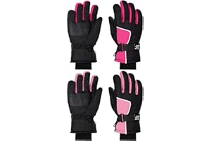 SATINIOR 2 Pairs Kids Waterproof Winter Snow Gloves Ski Gloves for Boy Girl Outdoor Warm Thickening Snowboard