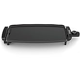 BLACK+DECKER Electric Griddle with Removable Temperature Probe, Indoor Grill, Pancake Griddle, Black, GD1810BC