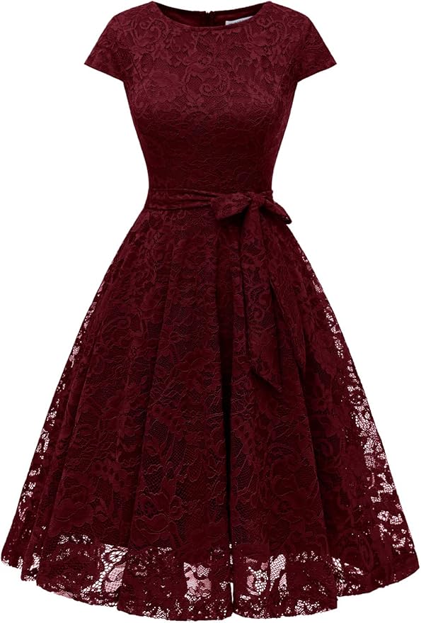 MUADRESS Women Short Lace Bridesmaid Dresses with CapSleeve Formal