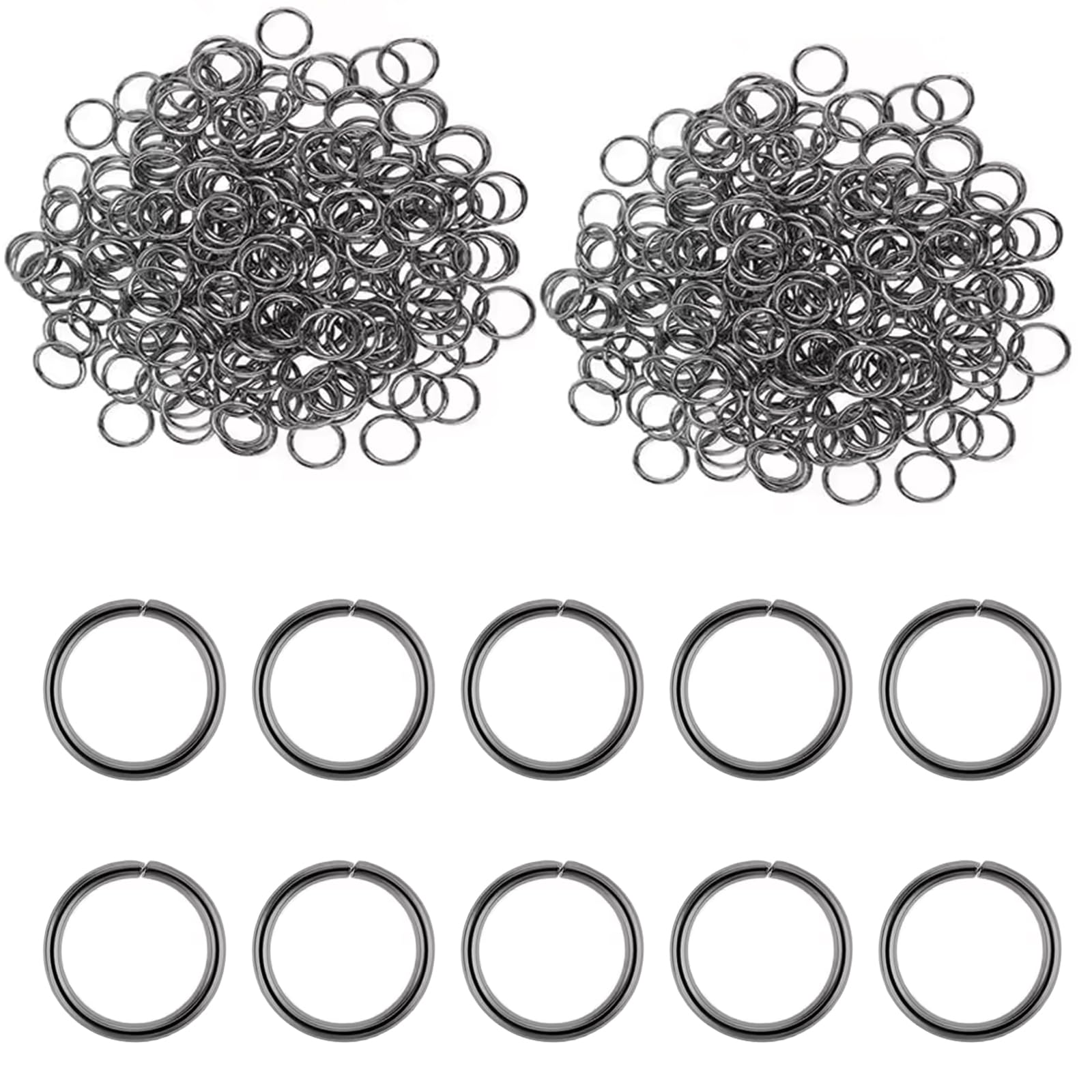 240pcs Black Metal Open Jump Rings 6mm O-Ring Connectors for DIY Craftting Jewelry Making