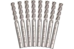 JMIATRY 8 Packs 1/4 inch End Mill Bits 4 Flute Straight Milling Cutter HSS-AL CNC Square Nose End Mill Bits Straight Shank Dr