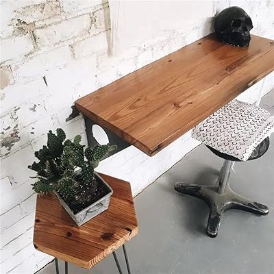 Industrial Rustic Wall-Mounted Dining Table Desk - Pine Wood