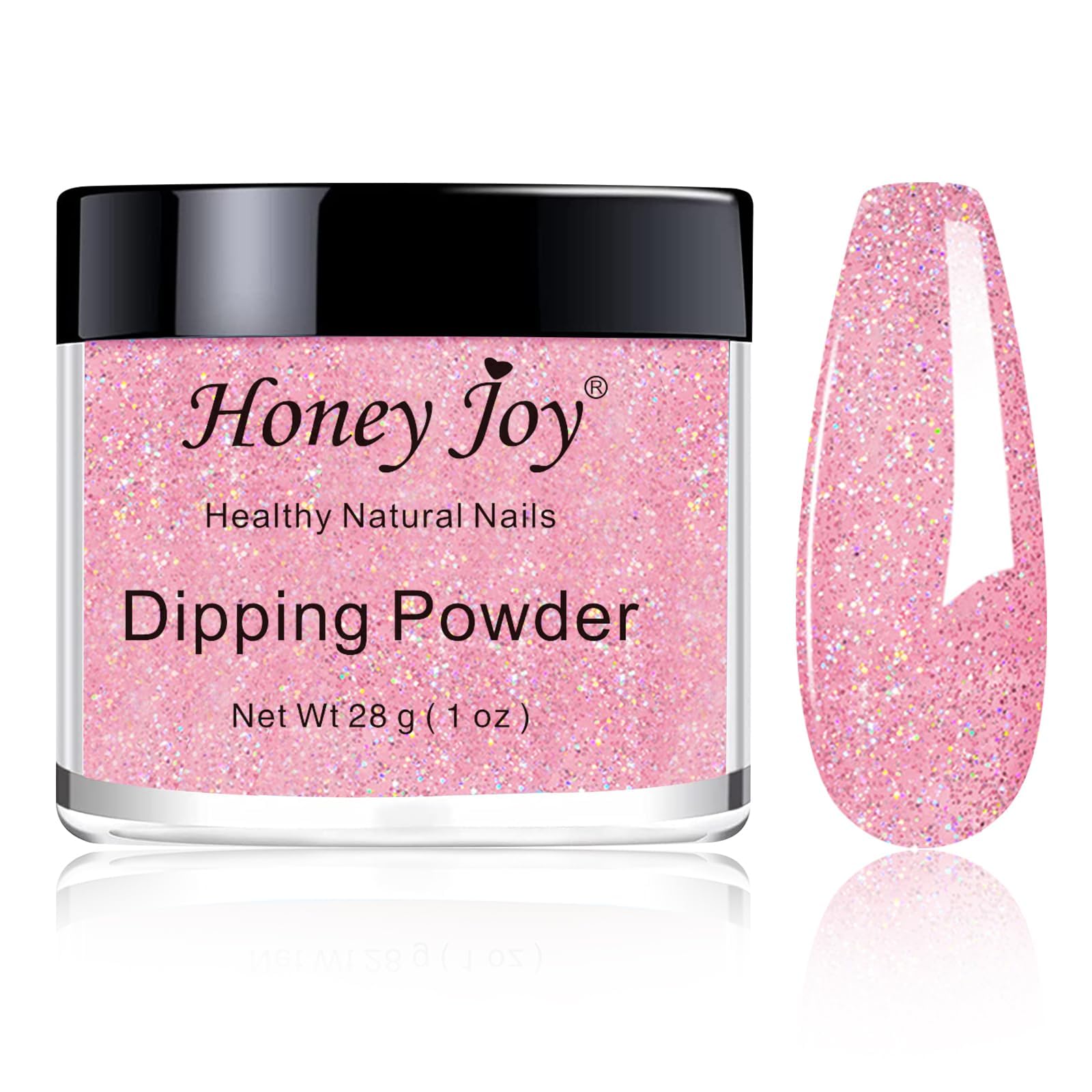 28g/box Glitter Dip Powder Pink Fine Dipping Powder Colors No Need Lamp Cure,Like Gel Polish Effect,Even & Smooth Finishing (Dip-No.129)