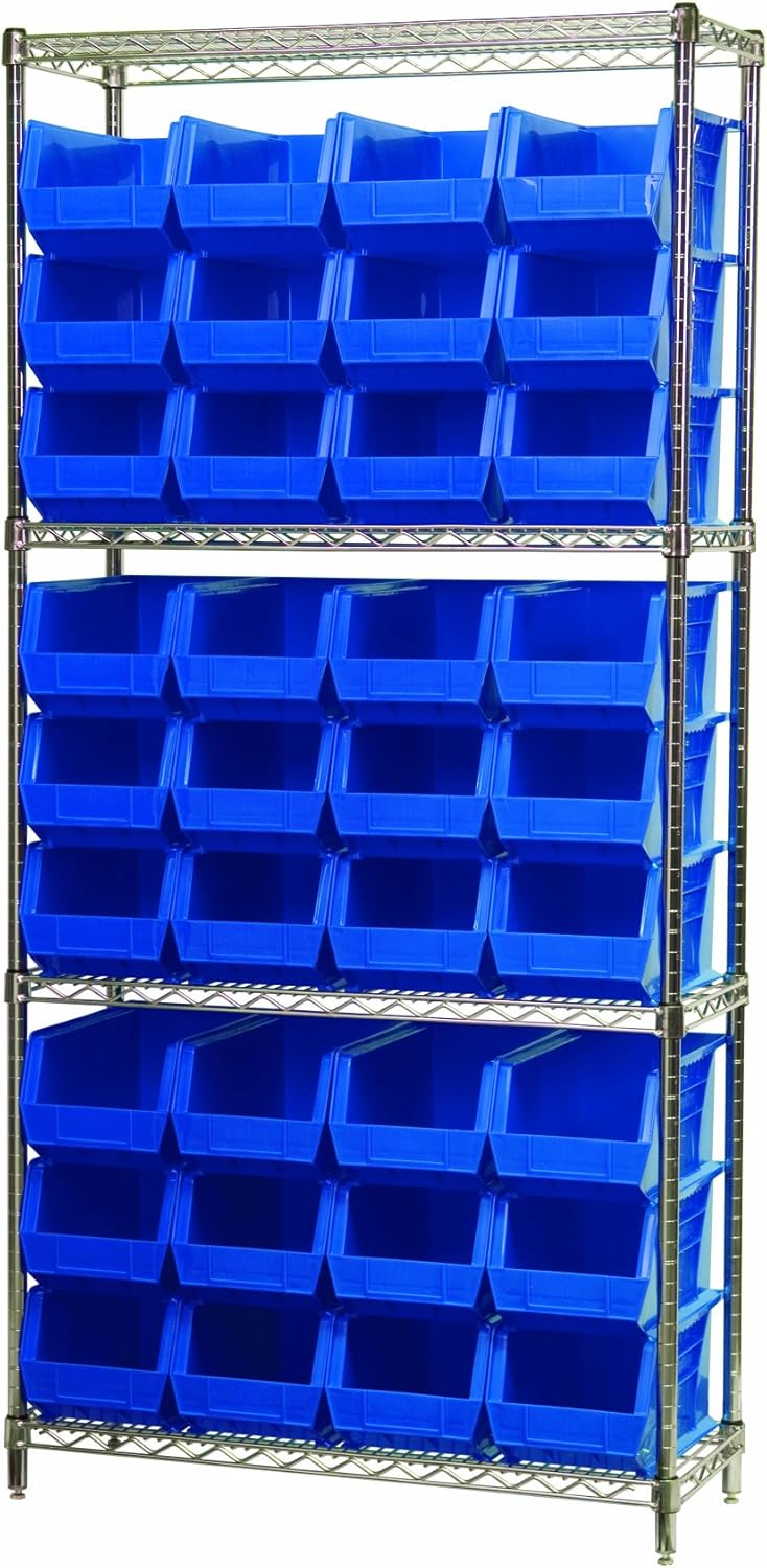 AkroMils AWS143630240B Wire Bin Shelving System with 4 Shelves and
