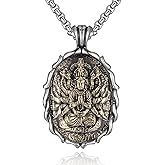 FAZOVIN Buddha Necklace for Men Stainless Steel Pendant Necklace Avalokitesvara Buddha Bodhisattva Amulet Patron Saint