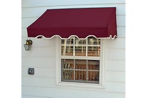 Easyawn Door and Window Sunbrella Canvas Awning / 5 Colors and 3 Sizes/Classic Awning (Burgundy 4 feet Wide)