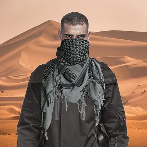 Ever Fairy Military Shemagh Tactical Desert Scarf Cotton Arab Keffiyeh  Tactical Scarf Head Neck Face Wrap for