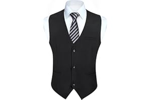 HISDERN Mens Suit Vest Business Formal Dress Vests for Men Solid Color Casual Wedding Tuxedo Party Waistcoat