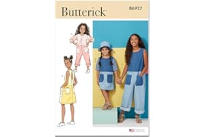 Butterick Children's and Girls' Dress, Romper and Hat Sewing Pattern Kit, Design Code B6937, Sizes 3-4-5-6