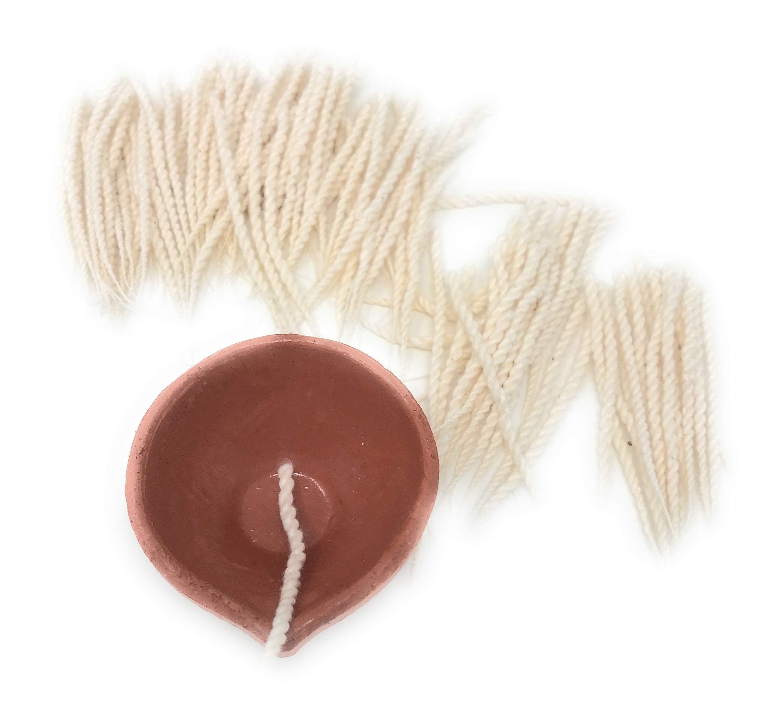 Cotton Wicks 3 inch Long 100 pcs Including Clay-Diya Wicks Burner