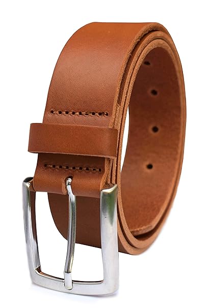 GREEN YARD Ledergürtel cognac aus weichem Rindleder – exklusiver Gürtel in cognac für Damen & Herren aus EINEM STÜCK LEDER = 