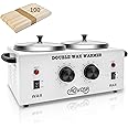 Double Professional Electric Wax Warmer with Dual Pots for Hair Removal, Paraffin Facial, Skin, and Body Spa - Adjustable Temperature, Includes 100 Wax Sticks
