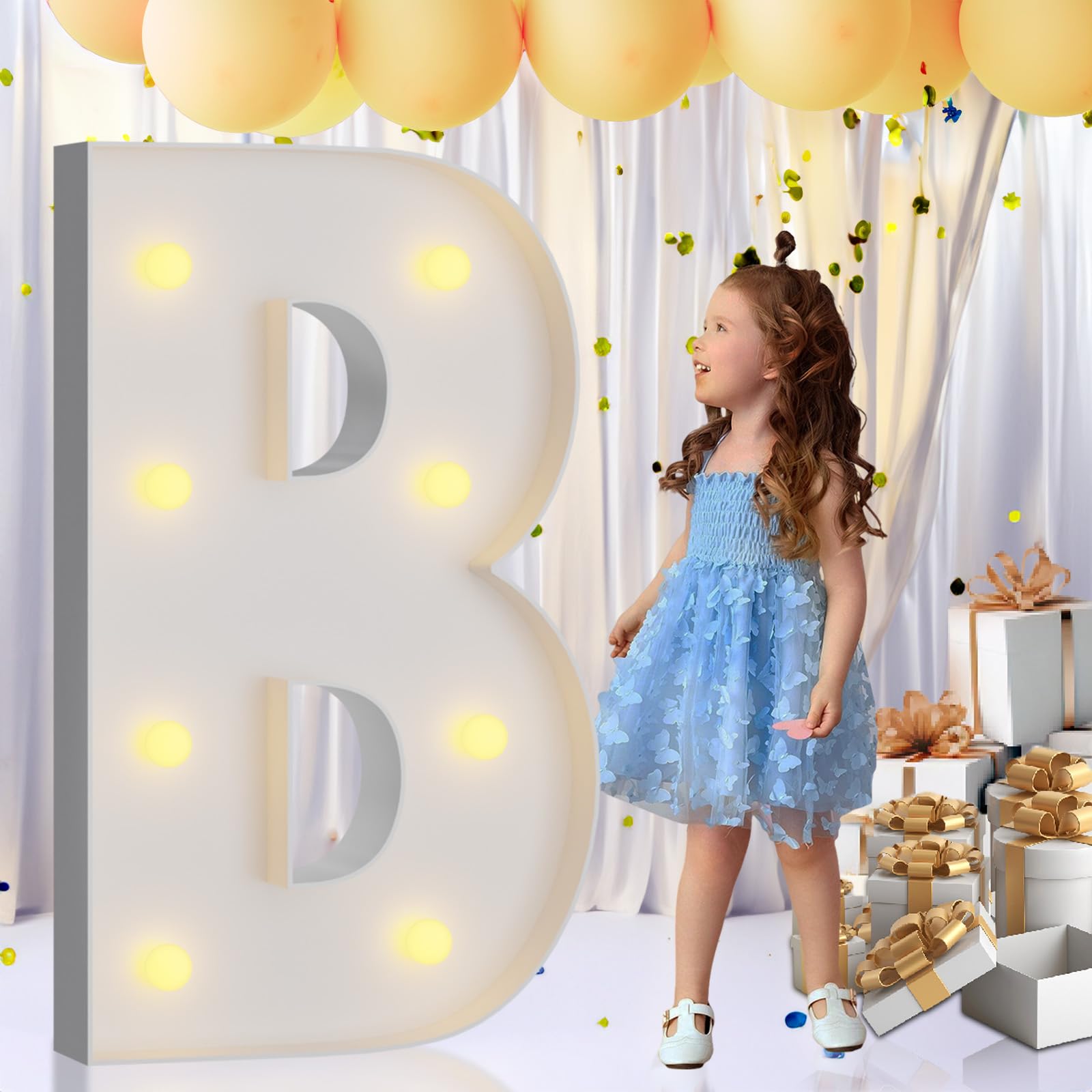 Photo 1 of imprsv 3FT Marquee Letters, Moasaic Letters Marquee Light Up Letters for Birthday Wedding Engagement Party Decoration, Large Marquee Letters Kit for Baby Brithday Party, Letter B (Assembly Needed)