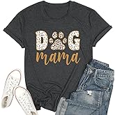 Dog Mom Shirt Women Funny Dog Paw Graphic Letter Print Tee Shirts Pets Lover Short Sleeve Tops