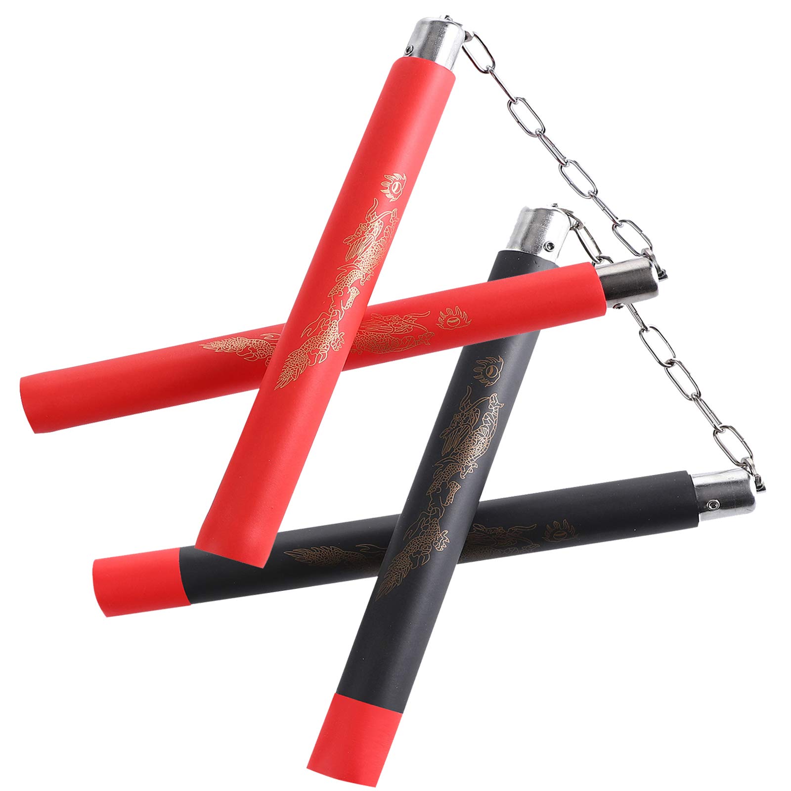 AUFIKR Portable Foam Nunchucks, 2 Pairs Training Nunchakus Suitable for Kids & Beginners Practice and Training