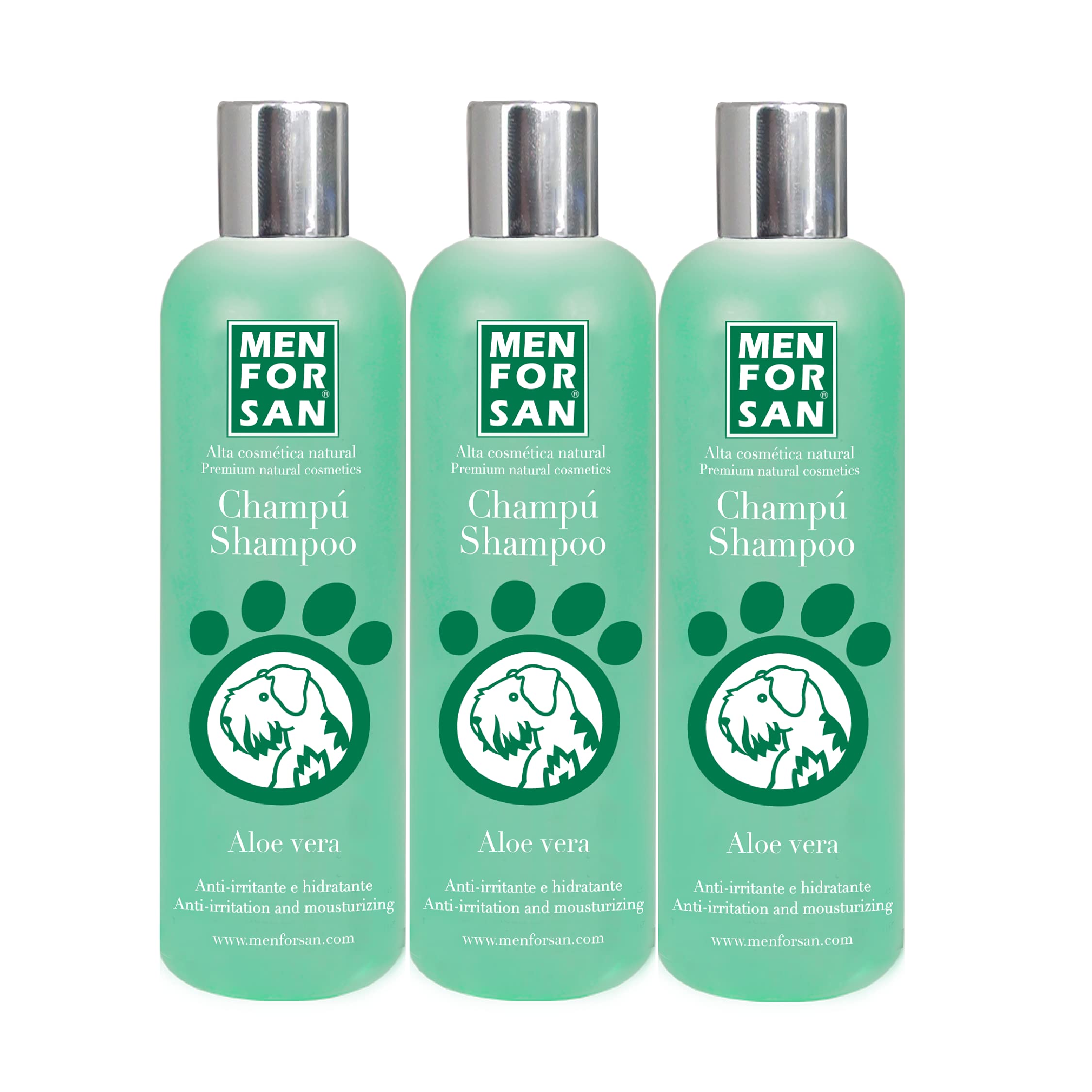 MENFORSAN Aloe Vera Shampoo for Dogs, Herbaceous, Green, 300 ml (Pack of 3)