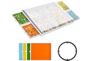 YISHAN Rotating Jigsaw Puzzle Board with Drawers and Cover, Smooth Wooden Spinning Lazy Susan Puzzle Table 1000 Pieces, Velvet Tabletop, Durable Swivel Puzzle Board for Adults and Children