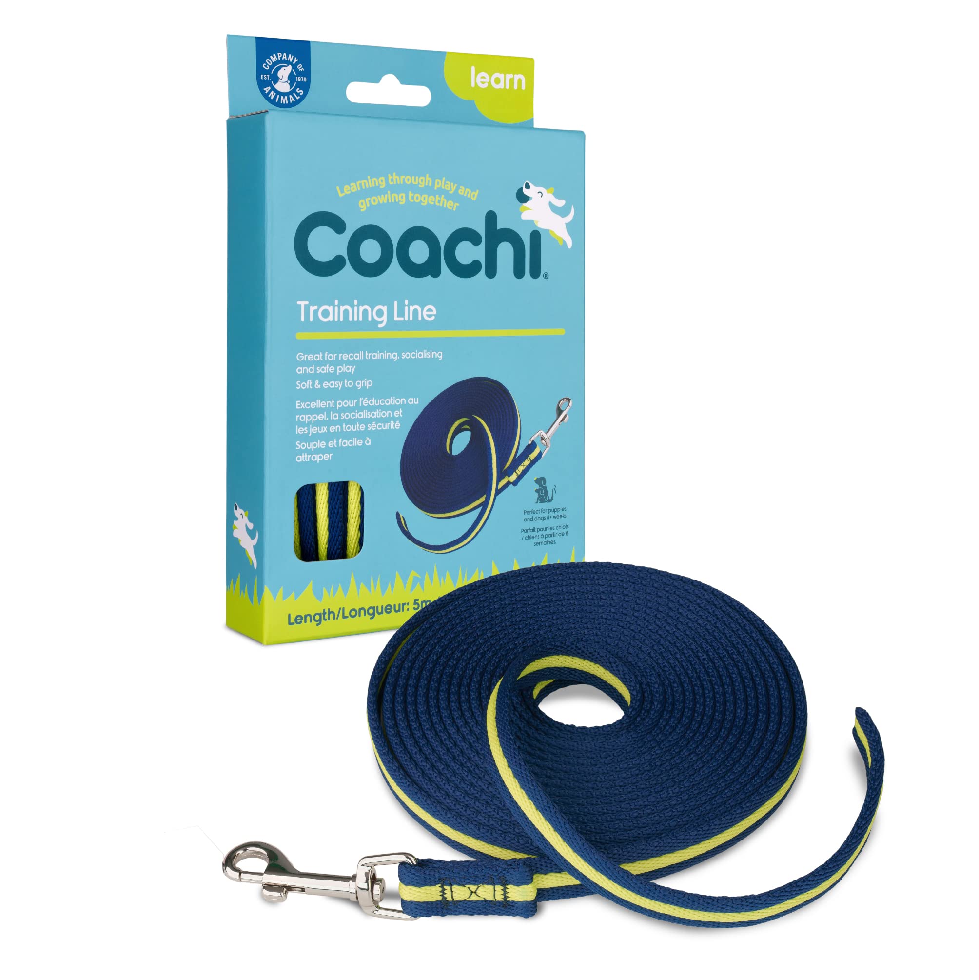 Coachi Training Line 5m, Safe Recall Training Outdoors, Dog & Puppy Socialisation, Lightweight, Soft to hold, Suitable for Small & Medium Dogs & Puppies — image 1