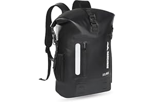 MARCHWAY Roll Top Waterproof Backpack, Floating Dry Bag 20L/30L/45L with Ergonomic Rectangular Base, Cushioned Back, Hip Strap for Hiking Camping Kayaking Travel (Black, 30L)