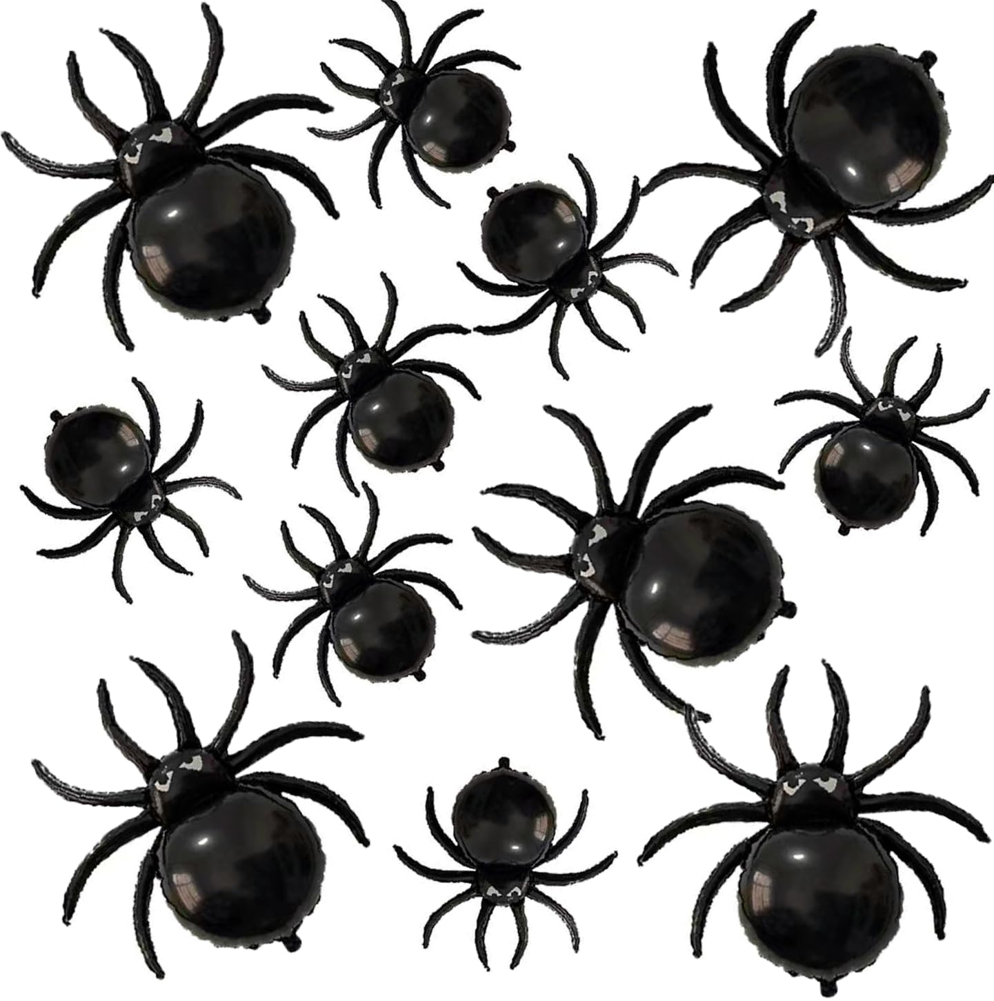 Photo 1 of 12PCS Halloween Black Spider balloons - 33" Giant and 17.2" Small Spiders Foil Balloon for Halloween Decoration Day of Death New Year Birthday Spooky Party Supplier