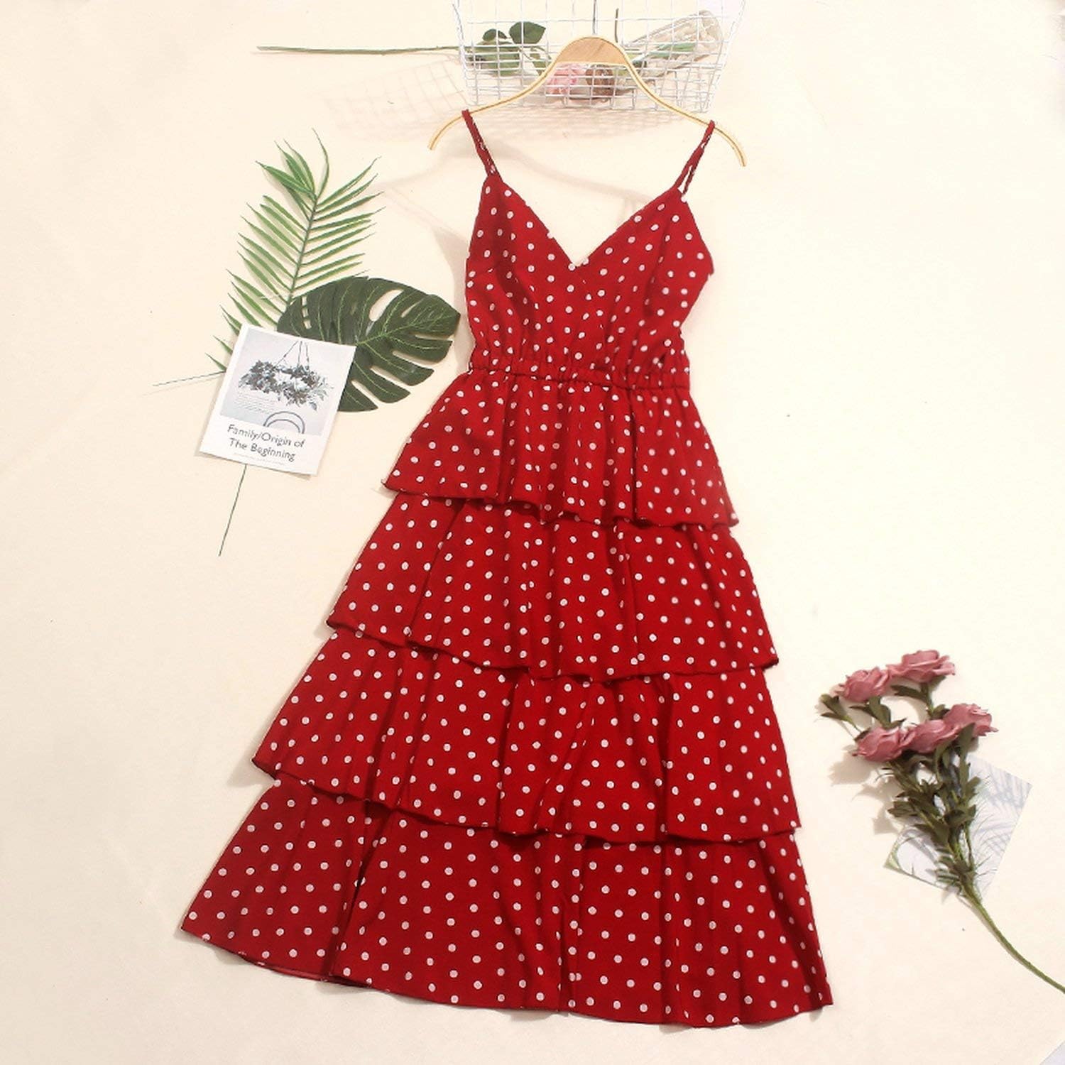 ladies red polka dot dress
