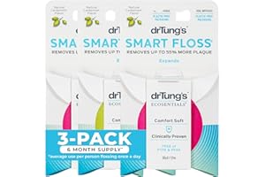 DrTung's Smart Floss - Natural, PTFE & PFAS Free Floss, Gentle on Gums, Expands & Stretches, BPA Free Floss - Natural Dental Floss Cardamom Flavor (Pack of 3)