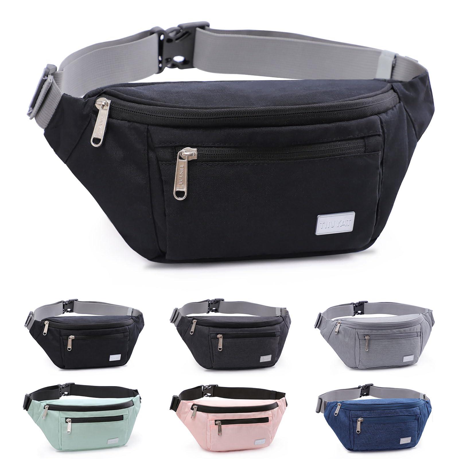 TINYAT Travel Fanny Bag Waist Pack Sling Pocket Super Lightweight for Workout Vacation Hiking, Tool Kit T206（Black）