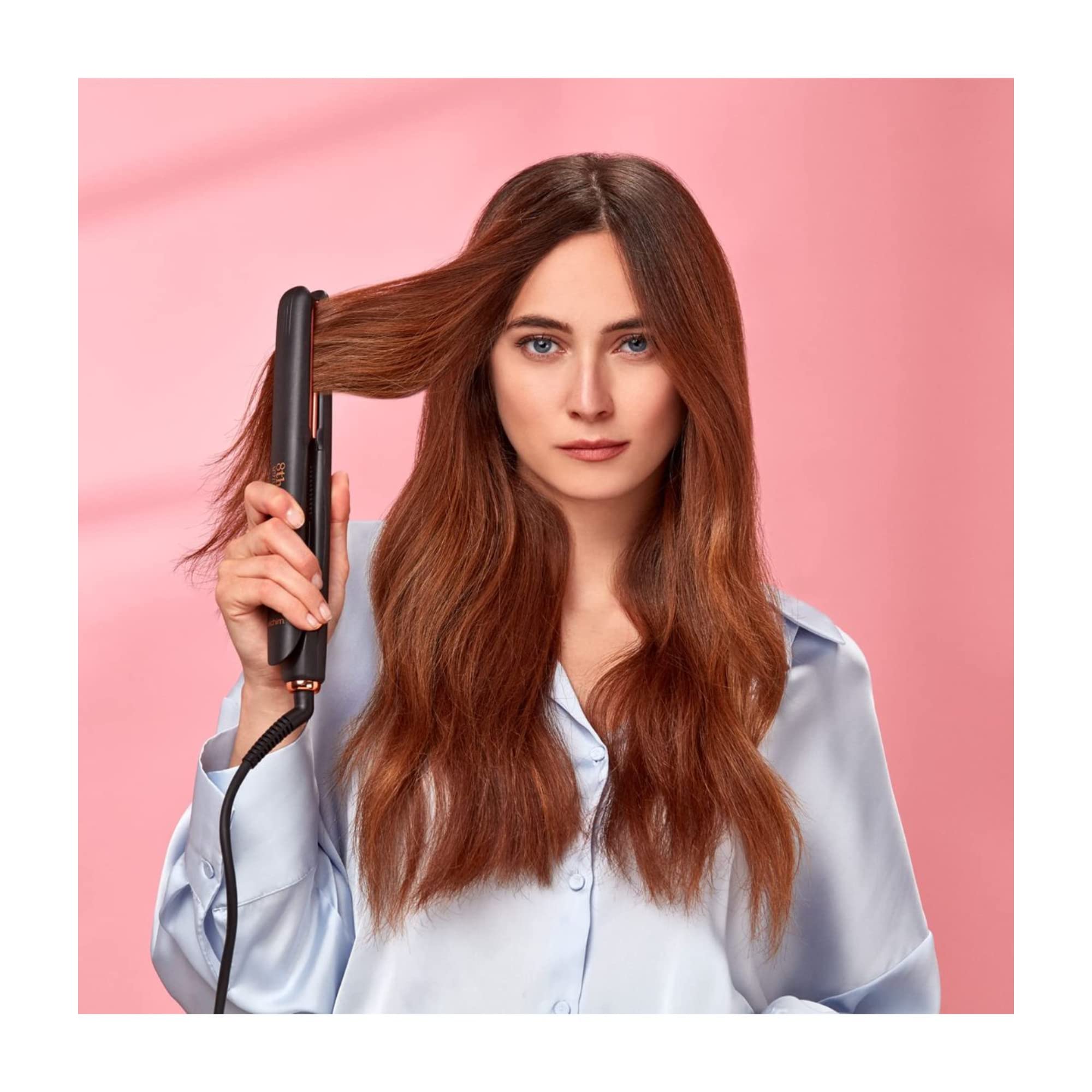 Elchim 8th Sense Styler: Hair Straightener with Titanium & Ceramic Plates, Dual-Universal Voltage, Flat Iron with 11 Heat Settings, Travel Bag Included, Black