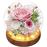 Eascor Preserved Rose Forever Flowers in Glass Dome Gifts for Women, Long-Lasting Real Flowers,Red Eternal Rose Birthday Gifts for Mom Valentines Day Anniversary for Wife Girlfriend
