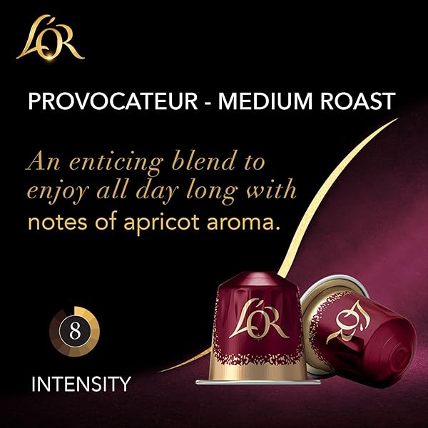 L’OR COFFEE PODS, 10 COUNT PROVOCATEUR MEDIUM ROAST BLEND, SINGLE-SERVE ALUMINUM COFFEE CAPSULES COMPATIBLE WITH THE L’OR BARISTA SYSTEM, 10 COUNT (PACK OF 1)