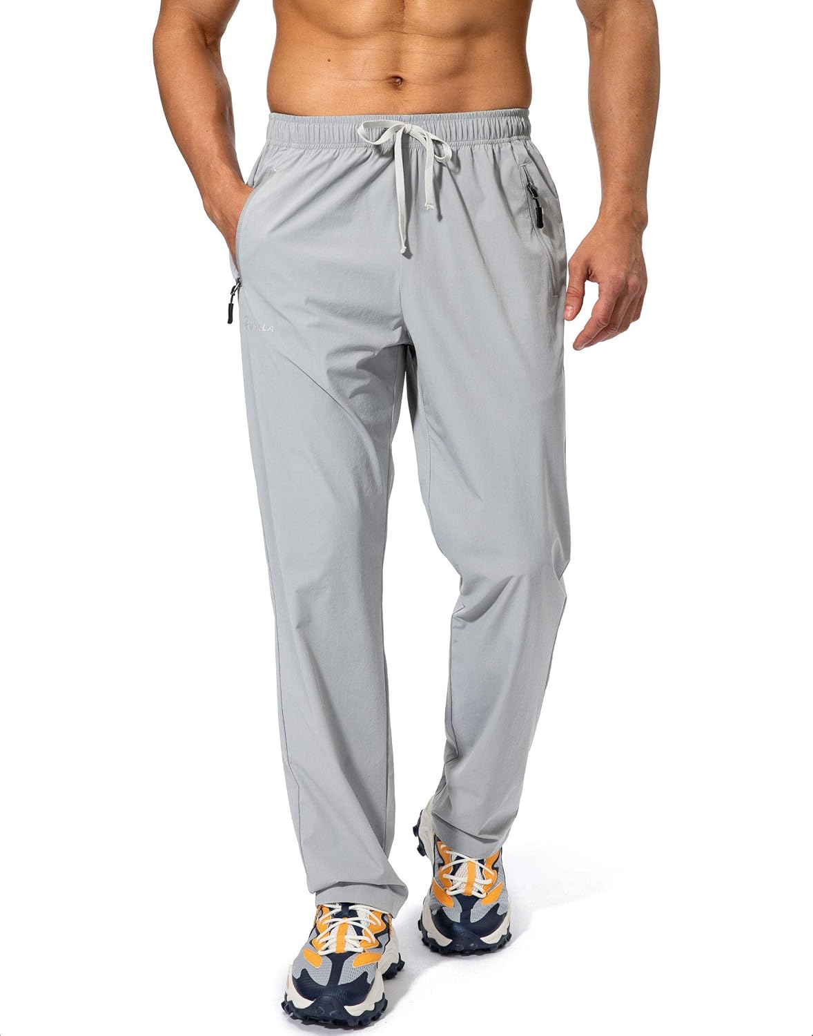 Pudolla Men's Workout Athletic Pants Elastic Waist Jogging Running Pants for Men with Zipper Pockets: Clothing