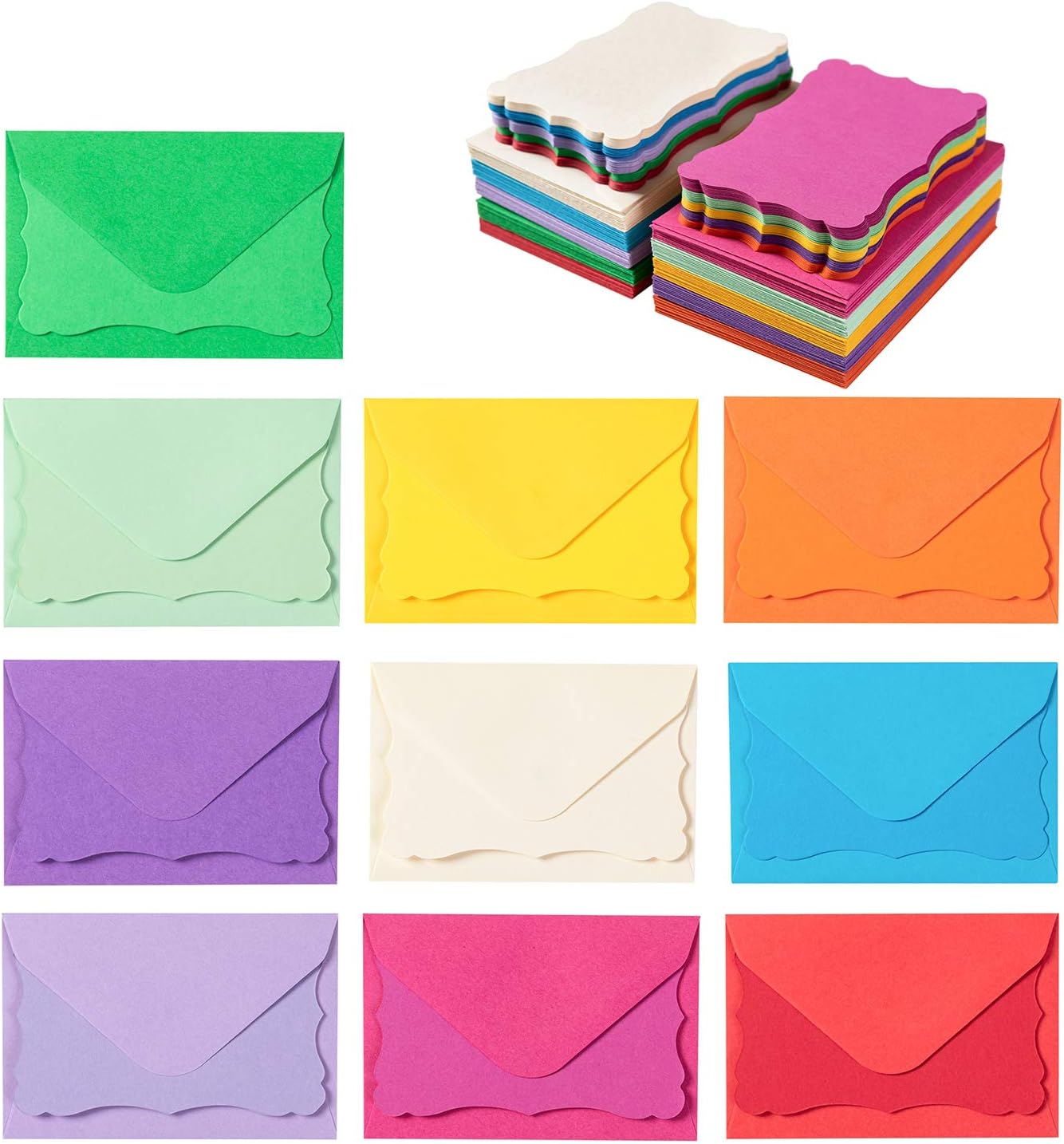 100 Mini Enveloppes Colorées - 10 Couleurs Vives Pour Cartes Cadeaux, Invitations Ou Créations