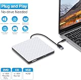 BENEWY External DVD Drive USB 3.0 Slim CD/DVD Burner Reader Writer White view 3