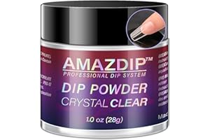 Crystal Clear Nail Dip Powder 1oz, AMAZDIP Pro Dipping Nail System for Salon/DIY at Home, D1001