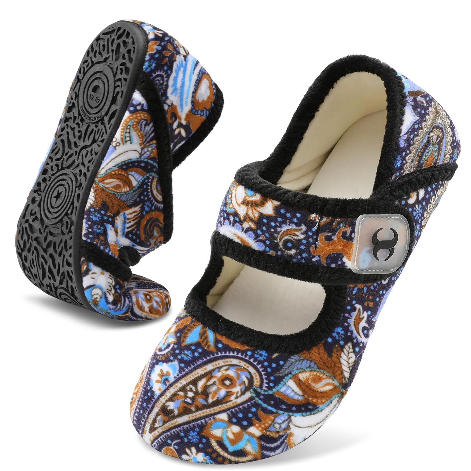 Photo 1 of Scurtain Women's Indoor Slip On House Shoes - Wide Diabetic Slippers for Elderly Women & Men - Rubber Sock Shoes - Winter/Summer Bedroom Clog Slippers