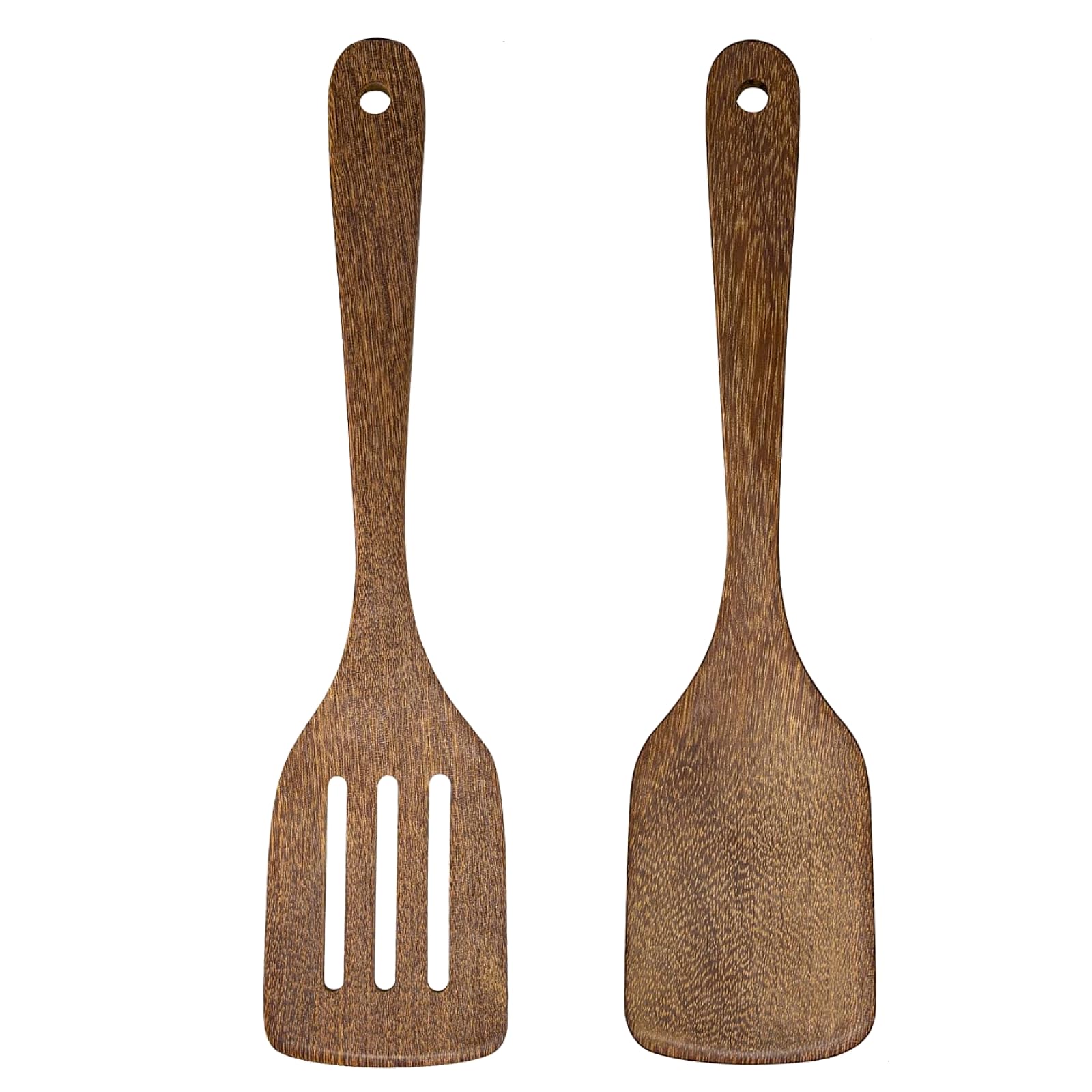 Set of 2 Wooden Spatulas, 12 Inch Cooking Utensils Set, Kitchen Tools for Non-Stick Pan or Wok, Heat Resistant, Antibacterial