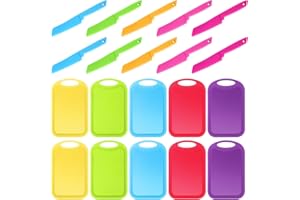 Yinkin 20 Pcs Kids Plastic Knife Set with Cutting Board Toddler Knife Tools, Including 10 Child Safe Knife 10 Chopping Board Kids Cooking Utensils for Cooking Club, Preschool