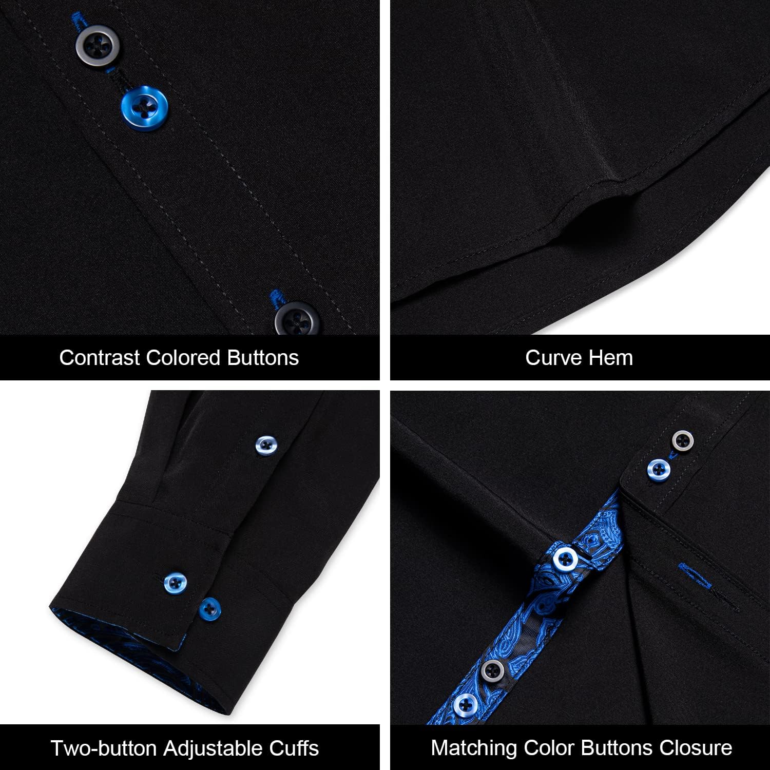 DiBanGu Men's Dress Shirt Long Sleeve Casual Button Down Shirts Regular Fit Inner Contrast Shirt for Business Party