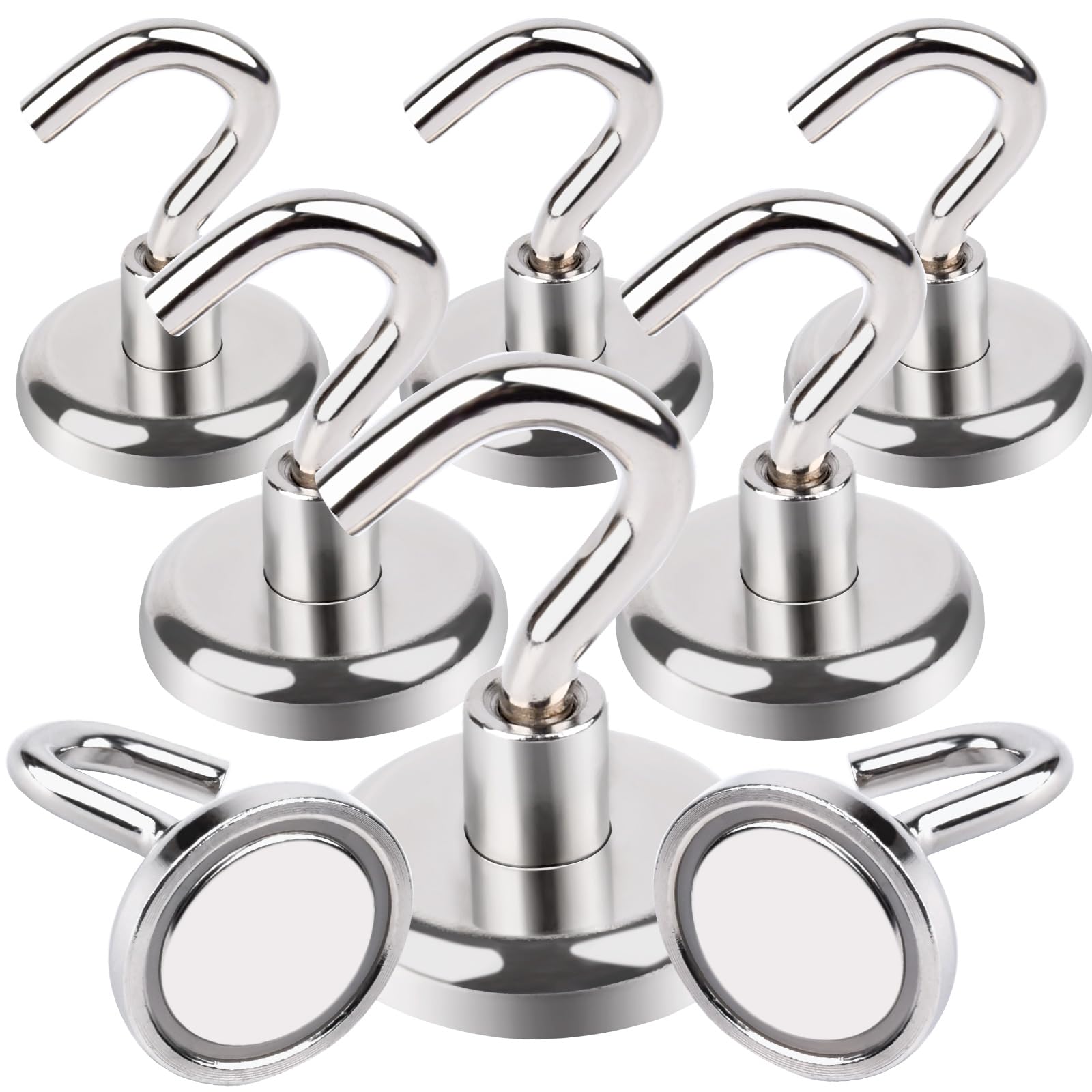 MIN CI Strong Magnetic Hooks 85lb, Strong Magnets Heavy Duty, Neodymium Magnet Hooks 32mm, Magnetic Hooks for Cruise Cabins, Fridge, Kitchen, Workplace 8 Pack