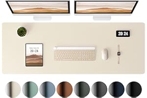 Aothia Leather Desk Pad Protector - Large Mouse Pad, Office Mat, Non-Slip PU Leather Blotter, Laptop Desk Pad, Waterproof Writing Pad for Office and Home (Beige, 38" x 13.7")