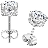 KRKC Moissanite Earrings, Lab Grown Diamond Stud Earrings for Women, 14K Golden Plated Sterling Silver, Bloom Design, 2 Carat D Color VVS1, Hypoallergenic, Gift for Wife, Mom, Her