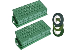 MWELLEWM 2 Pcs Floral Foam Cage for Fresh and Artificial Flowers, Dry and Wet Rectangle Flower Cage Holders with Floral Foam for Wedding, Home and Garden Decorations