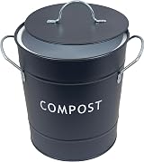Easy Shopping Metal Kitchen Compost Bin Black with Plastic Inner Indoor Outdoor view 2