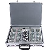 VV LIINNCXM 104pcs Trial Lens Set Metal Rim Optical Lens Kit Aluminum Case TLS-104