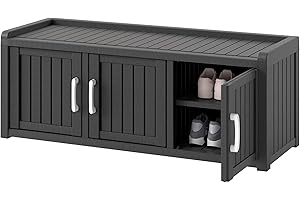 NUNU LAB Shoe Storage Cabinet, Waterproof Shoe Organizer with Adjustable Shelves, UV-Resistant Entryway Shoe Cabinet Bench wi