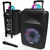 Pyle Wireless Portable PA Speaker System - 700 W Battery Powered Rechargeable Sound Speaker and Microphone Set with Bluetooth
