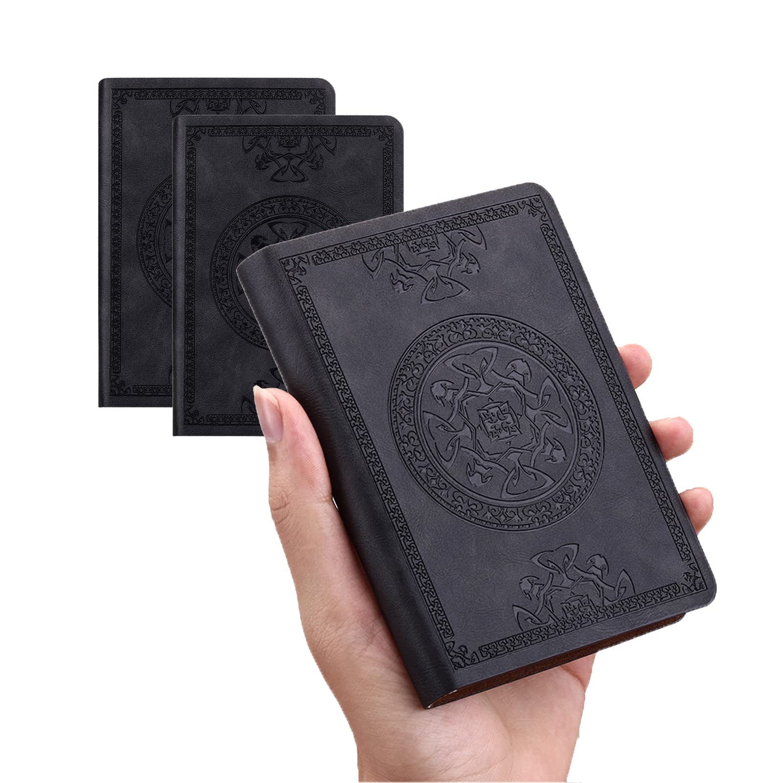 2 Pack A6 Pocket Notebook Mini Journal Notepad with Leather Cover Thick Paper 140Sheets Small Pocket Planner for To Do List and Note Jotting Travel Business Office Notebook for Writing Taking Note