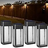 GOODFOEVER 4 Pack Solar Fence Lights Solar Post Accent Light/Wall Light for Outdoor, Yard, Fence, Porch and Garage, Body in Aluminum and Glass Waterproof